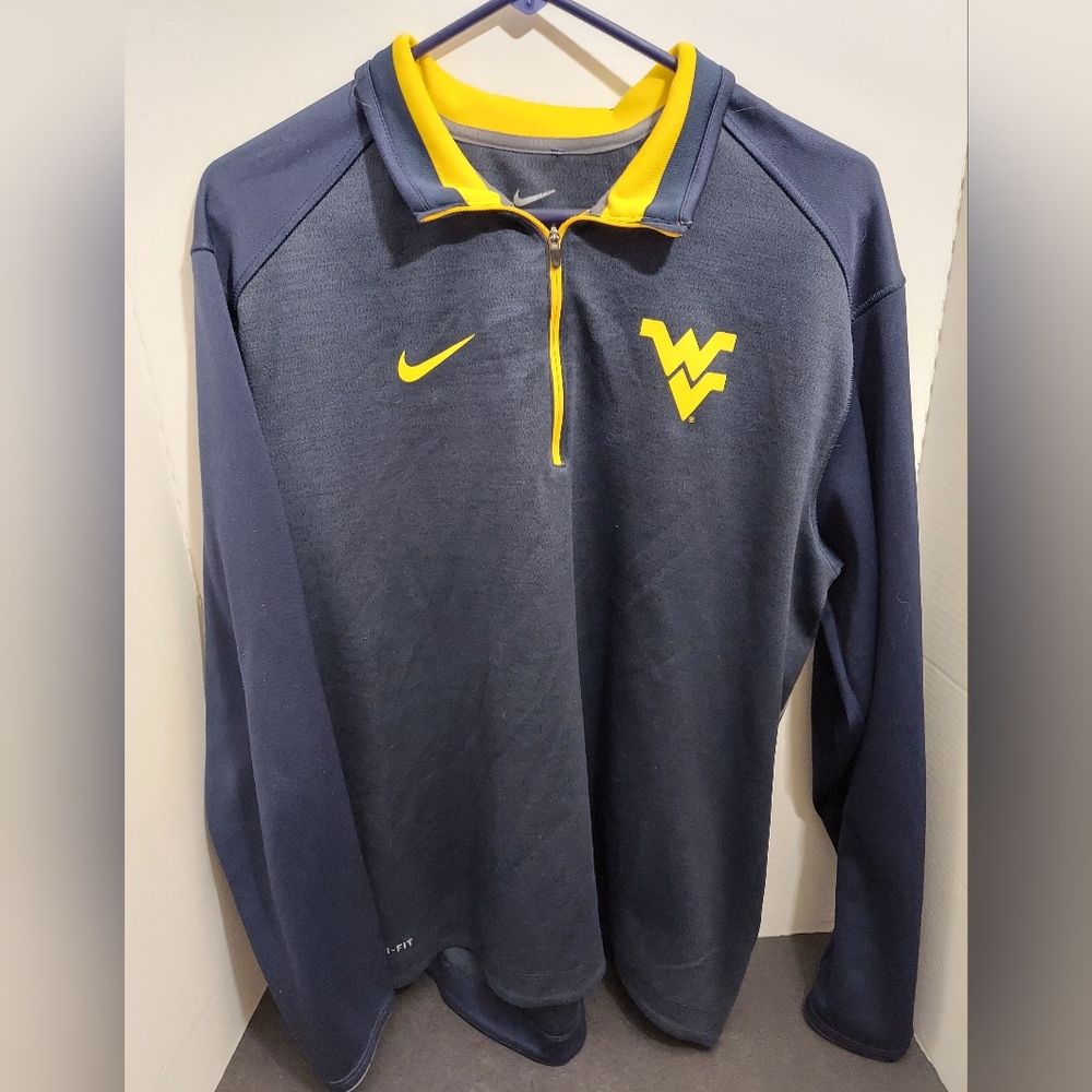 Nike West Virginia Mountaineers Mens Large 1/4 Zip Jacket Dri-Fit Pullover NCAA